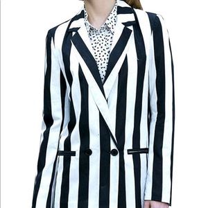 Springfavor Striped Causal Blazer Jacket